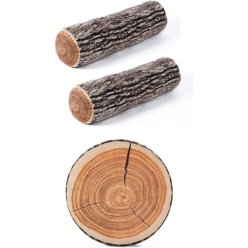 HYSEAS Decorative Round Throw Pillow, 3D Digital Print Comfortable Kids Funny Cute Wood Log Pillow