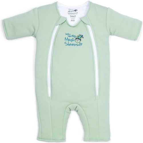 Magic Sleepsuit Baby Merlin's Cotton Baby Swaddle Transition Product - Soft and Cozy Design, Double Zipper for Easy Diaper Changes, Promotes Safe Sleep, 3-6 Months - Sage Green - Small 12-18lbs