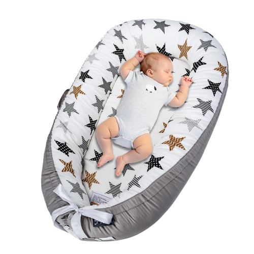 Baby Lounger, Infant Lounger for Newborn 0-24 Months, Breathable and Soft 100% Cotton Baby Nest Cover, Babies Essentials Gifts, Portable Co-Sleeping Baby Bed for Home and Travel