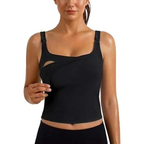 Ecavus Women's Nursing Bras for Breastfeeding Tank Tops with Built in Bra