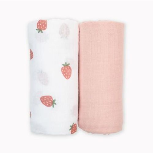 Cotton Swaddle 2 Pack Strawberries & Ballet Slipper