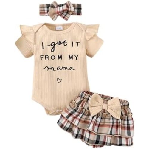 Newborn Baby Girl Clothes Outfits Cute Baby Ruffle Romper Pants with Headband Summer Clothing Set