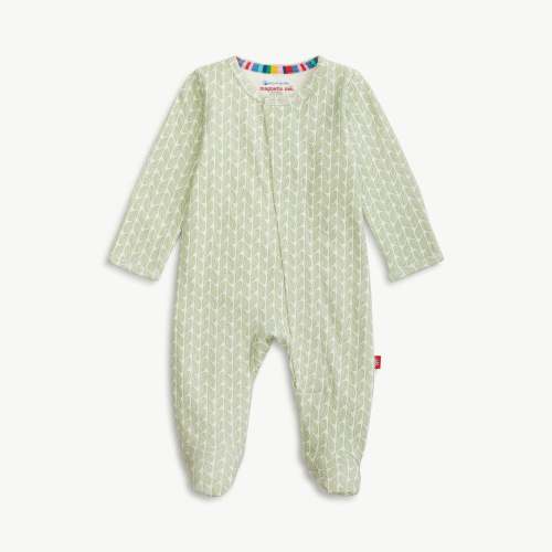 green cable leaf organic cotton magnetic parent favorite footie – Magnetic Me