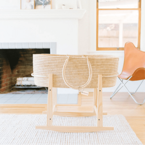 Modern Rocking Bassinet Stand- Natural Pine