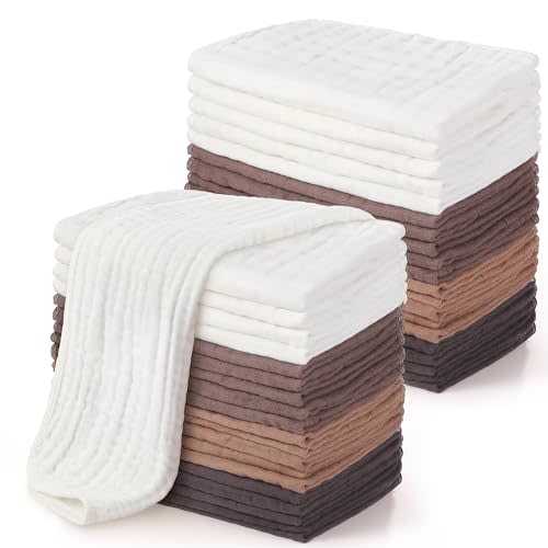 Buryeah 20 Pcs Burp Cloths Large 20" x 10" 100% Cotton Hand Washcloths 6 Layers Extra Absorbent and Soft (Vintage Colors)