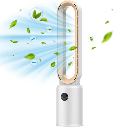 Advwin 38 Inch Bladeless Tower Fan, Quiet Cooling Air Circulator, Oscillating, 24 Speeds, Gold
