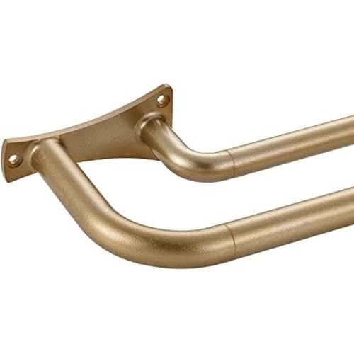 Antique Gold Double Curtain Rods, 48-84 Inch, Room Darkening, Wrap Around, Adjustable Length, Sturdy Aluminum Alloy, Wall Mounted, 30lb Weight Capacity