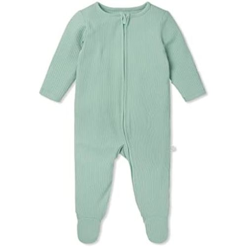 MORI Baby Unisex Ribbed Pajamas with Zip and Mitts of Viscose from Bamboo and Cotton - Jumpsuit Sleepwear for Boys and Girls
