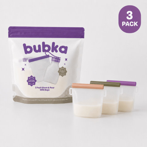 Bubka Silicone Store & Snack Milk Bags - 3pk