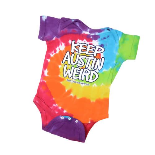 Keep Austin Weird infant tie dye onesie - Sue Patrick