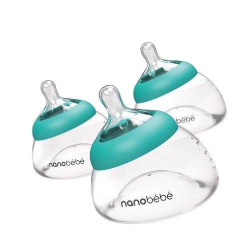 Nanobebe Breastmilk Bottle 3 Pack Gen 2 Teal / Clear | Big Brand Energy Sale | Baby Bunting AU