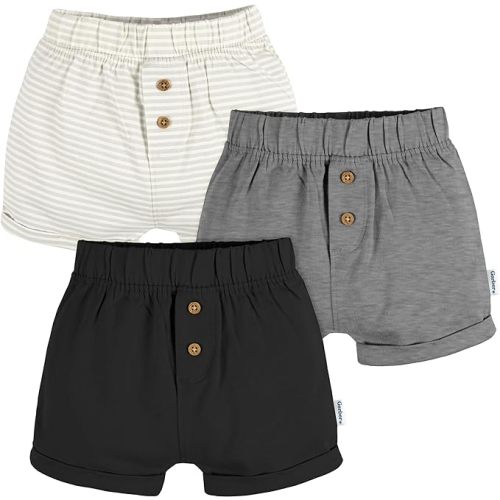 Gerber Unisex-Baby 3-Pack Knit Shorts - 6-9 Months - Black