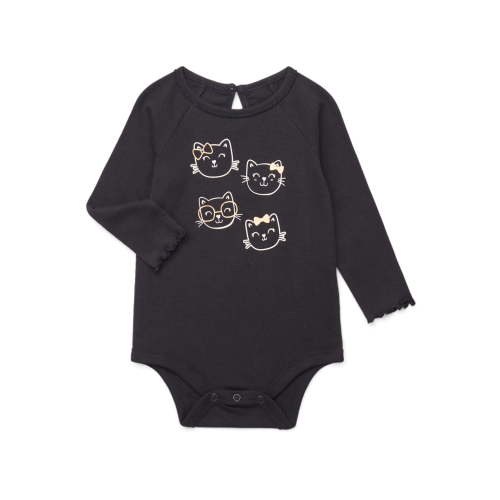Garanimals Baby Girls Graphic Print Bodysuit with Long Sleeves, Sizes 0-24 Months