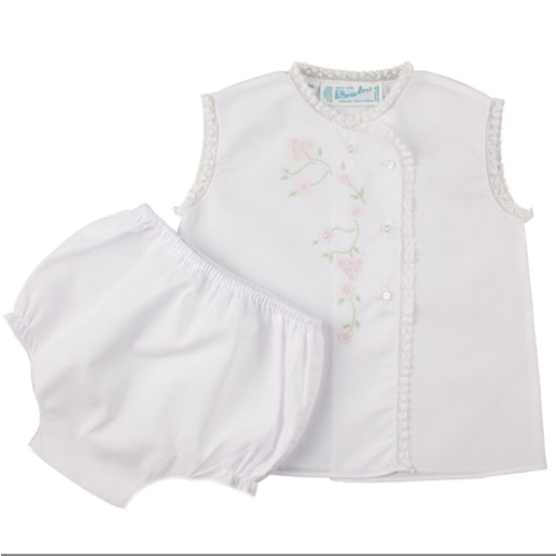 Girls Floral Lace Diaper Set - white
