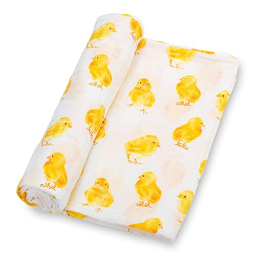 LollyBanks Swaddle Blanket | 100% Muslin Cotton | Gender Neutral Newborn and Baby Nursery Essentials for Girls and Boys, Registry | Baby Chick Print