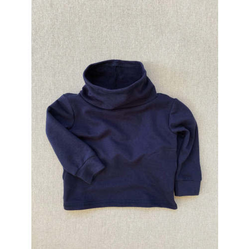 cowl neck organic french terry sweatshirt in midnight