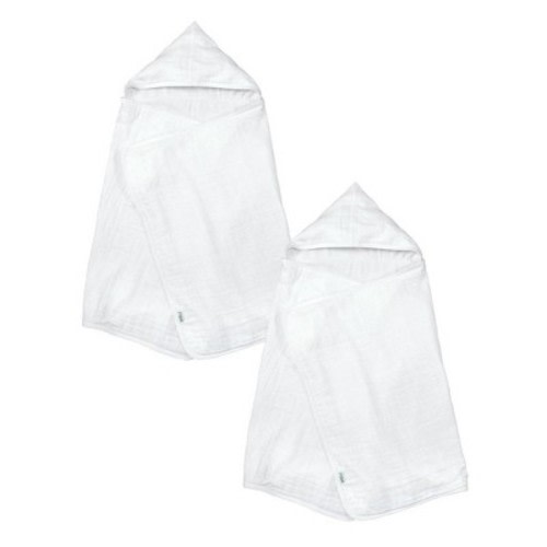 Muslin Hooded Towel made from Organic Cotton (2 pack), Color: White