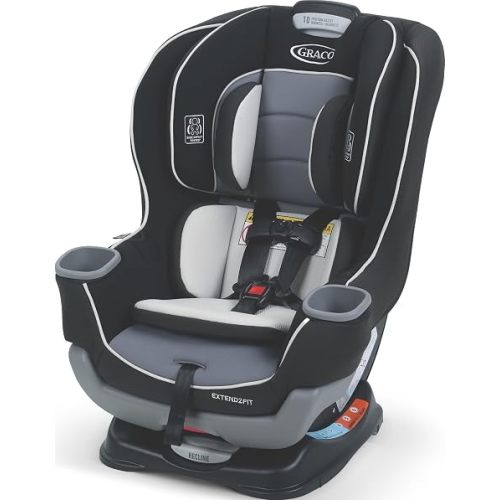 Graco Extend2Fit Convertible Car Seat, Rear and Forward Facing Car Seat with Adjustable Extension Panel for Extra Legroom, Great Gift for Baby Shower or Baby Registry, Gotham