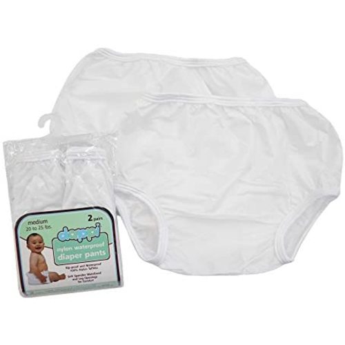Dappi Waterproof 100% Nylon Diaper Pants, White, Medium (2 Count)