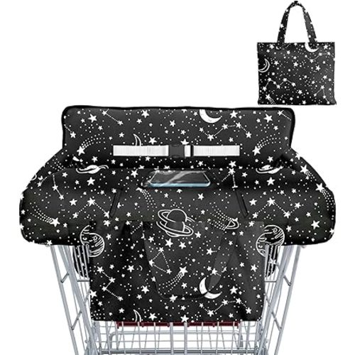 Shopping Cart Cover for Baby Girl Boy 2-in-1 High Chair Water Resistant High Chair Cover w/Phone Pouch Pocket Gender Neutral Cart Cover for Babies Padded Grocery Cart Cover for Baby