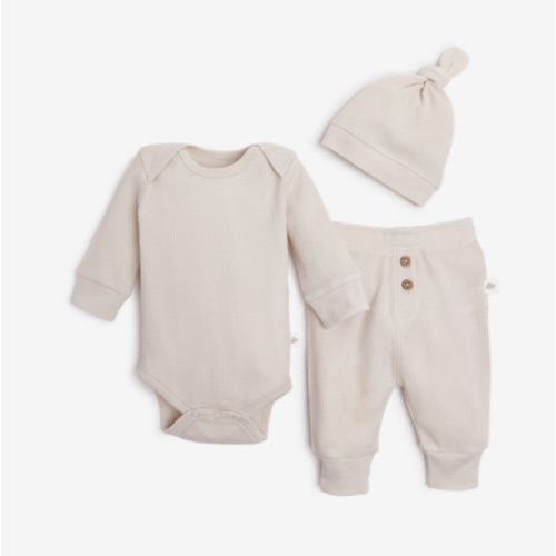 Tiny Kind 3 Piece Organic Waffle Set - Oat, 3-6 M
