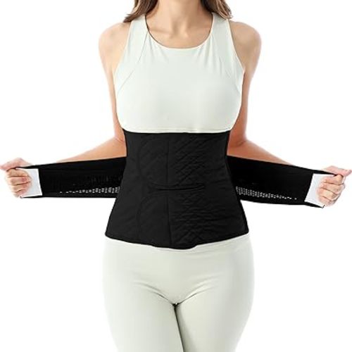 Allaugh Postpartum Belly Band for Women: Abdominal Binder Post Surgery, C Section Waist Trainer, Adjustable Support for After Birth Back Pain & Weak Core, Breathable Belly Wrap, Easy Put On Take Off