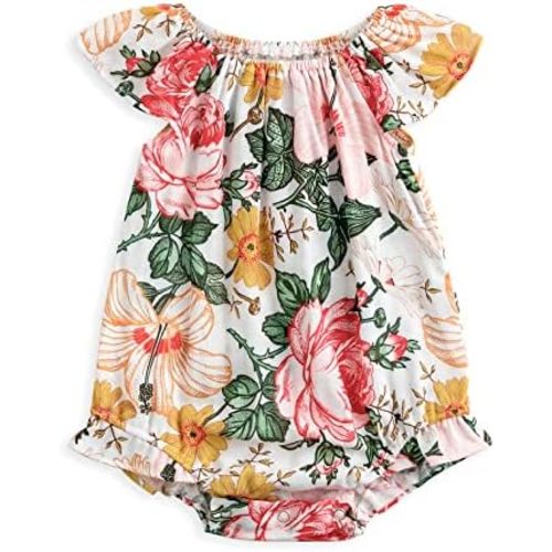 Simplee kids Baby Girls Summer Romper Onesie Infant Newborn Floral Ruffled Sleeveless Bodysuit