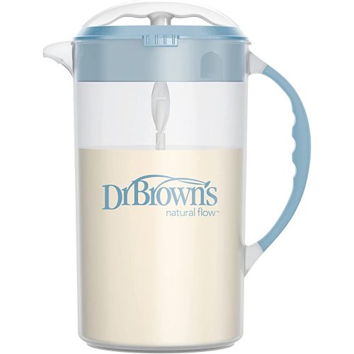 Dr. Brown's Baby Formula Mixing Pitcher with Adjustable Stopper, Locking Lid, & No Drip Spout, 32oz, BPA Free, Blue