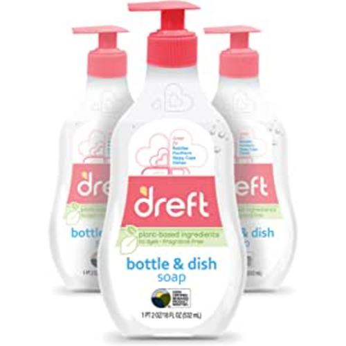 Amazon.com: Dreft Baby, Bottle and Dish Soap, Removes Milk Film & Odor, Plant Based, Fragrance Free, 18 Fl Oz (Pack of 3, 54 Total Ounces) : Health & Household