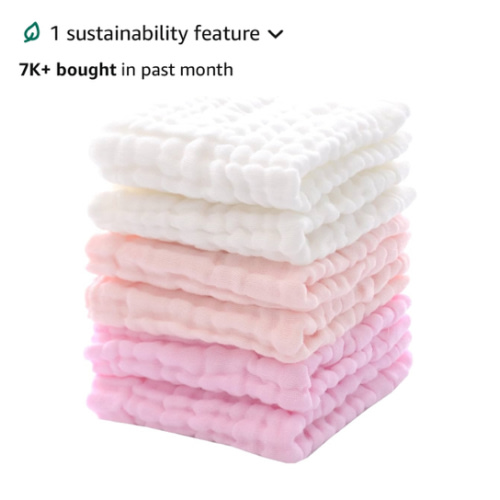 MUKIN Baby Washcloths and Burp Cloths, Soft Absorbent Towels for Newborns, 6 Pack, 12x12 Inches (Pink)