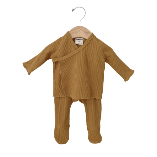 Organic Waffle Kimono & Pant Set, Honey