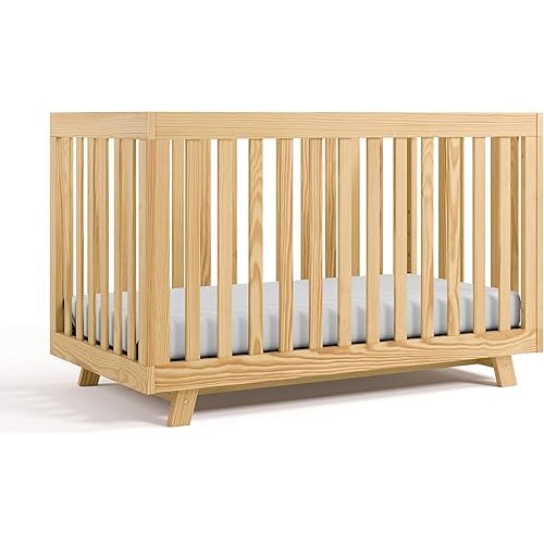 Storkcraft Beckett 3-in-1 Convertible Crib (Natural) – GREENGUARD Gold Certified, Fits Standard Crib Mattress, Converts to Toddler Bed and Daybed, 4 Adjustable Mattress Heights, Grow-with-Me Design