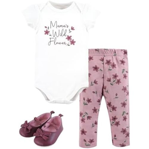 Hudson Baby Baby Cotton Bodysuit, Pant and Shoe Set