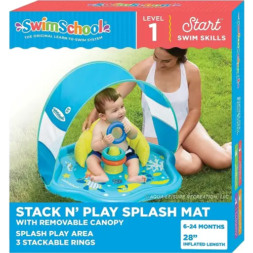 SwimSchool Infant Baby Pool Floats, Free Swimming, Super Buoyant – Ages 6-24 Months – Multiple Colors/Styles – Adjustable Canopies and Seats, Splash & Play Baby Floaties