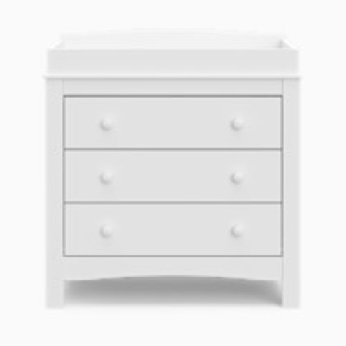 Graco Noah 3 Drawer Changing Table Dresser (White) – GREENGUARD Gold Certified Baby Dresser with Changing Table Top, Includes Interlocking Drawer System