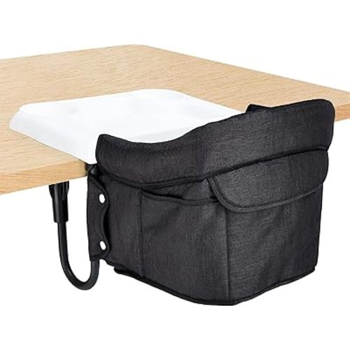 Portable Hook On High Chair with Tray for Babies & Toddlers, 6-36 Months, Collapsible Design, Fits Tables 0.8" to 3.5" Thick, Easy to Clean(Black)