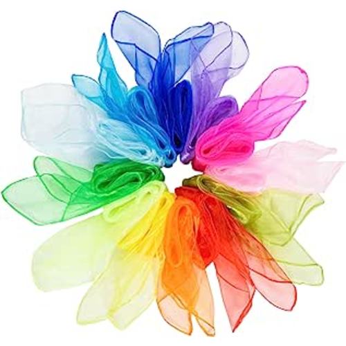 Jmkcoz 12pcs Square Juggling Silk Dance Scarves Magic Tricks Performance Props Accessories Movement Scarves Rhythm Band Scarf 24 Inches 12 Colors