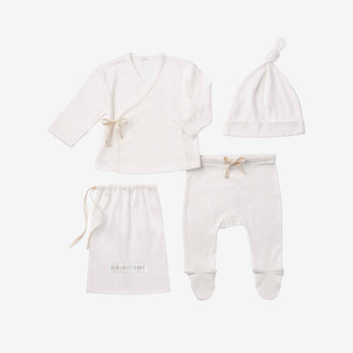 White Organic Cotton Pointelle Layette 3 Pc Gift Set WHITE / NB
