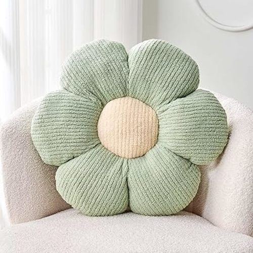 Flower Throw Pillow, Soft Sage Green 14.9" Flower Pillow for Home Decor, Cute Flower Shaped Floor Pillow Aesthetic Flower Plush Decorative Pillows for Bed Sofa Couch