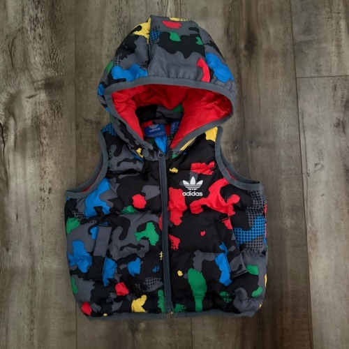 Adidas Baby Boy Puffer Vest, Multicolor Hooded Insulated 3-6M