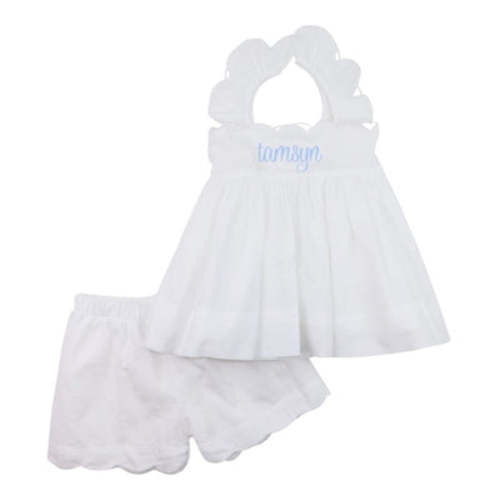 White Swiss Dot Scalloped Sleeve Short Set – Cecil & Lou