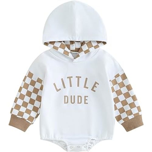 Socutebabe Baby Boy Fall Clothes Long Sleeve Pullover Checkerboard Hoodie Romper Sweatshirt Mama Boy Outfits Sweater Jumpsuit