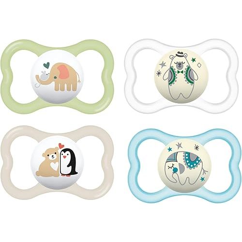 MAM Air Day & Night Baby Pacifier, for Sensitive Skin, Glows in The Dark, 16+ Months, Unisex, 4 Count