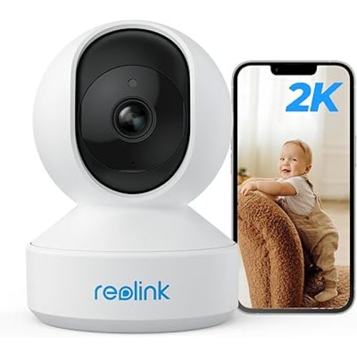 REOLINK 2K Indoor Security Camera E1, Plug-in 2.4G Wireless WiFi for Baby/Pet Monitor with Phone app, 360 Degree Dog Camera with Person/Pet Detection, Night Vision, 2-Way Talk, Local Storage