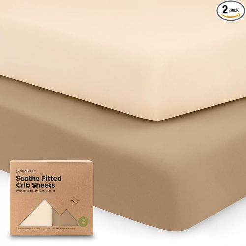 KeaBabies 2-pk Organic Cotton Crib Sheets for Boys Girls 52x28 (Pecan) | Fitted Crib Mattress Sheet Neutral, Breathable Cover for Baby Bed Set, Toddler Mattress, Soft & Cute Prints