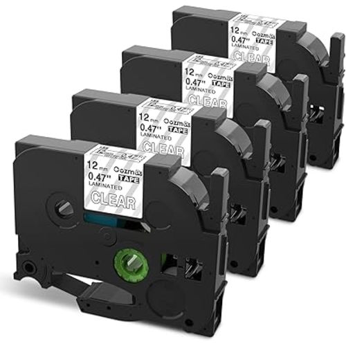 Replacement for Brother P-Touch Label Tape White on Clear TZe-135 Tape 12mm 0.47 Inch TZe TZ Laminated Work for Brother Ptouch PT-D210 PT-H100 PTD400AD PT-P700 PTD600 Label Maker, 1/2", 4-Pack