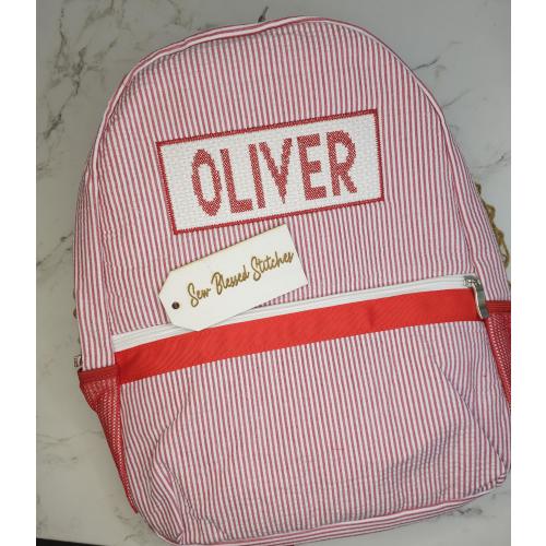 Personalized Seersucker Backpack