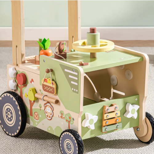 ROBUD Wooden Baby Push Walker Green Farm