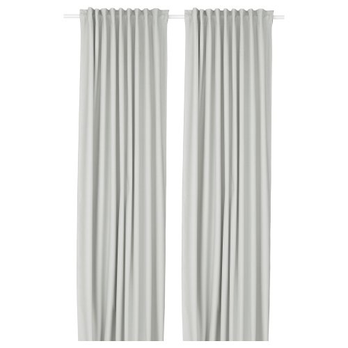 KORGMOTT Blackout curtains, 1 pair - white/with heading tape 145x300 cm (57x118 ")