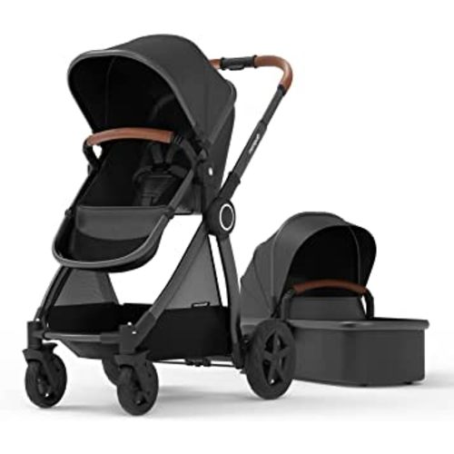 Mompush Ultimate2 Baby Stroller for Toddler and Infant with Newborn Bassinet Mode and Reversible Seat, Full-Size Stroller for Comfortable Outings with Baby